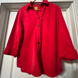 Pulp Red Button-up 3/4 Sleeve Shirt